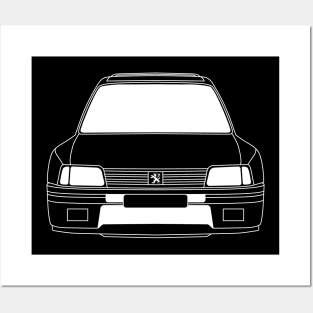 Peugeot 205 White Outline Posters and Art